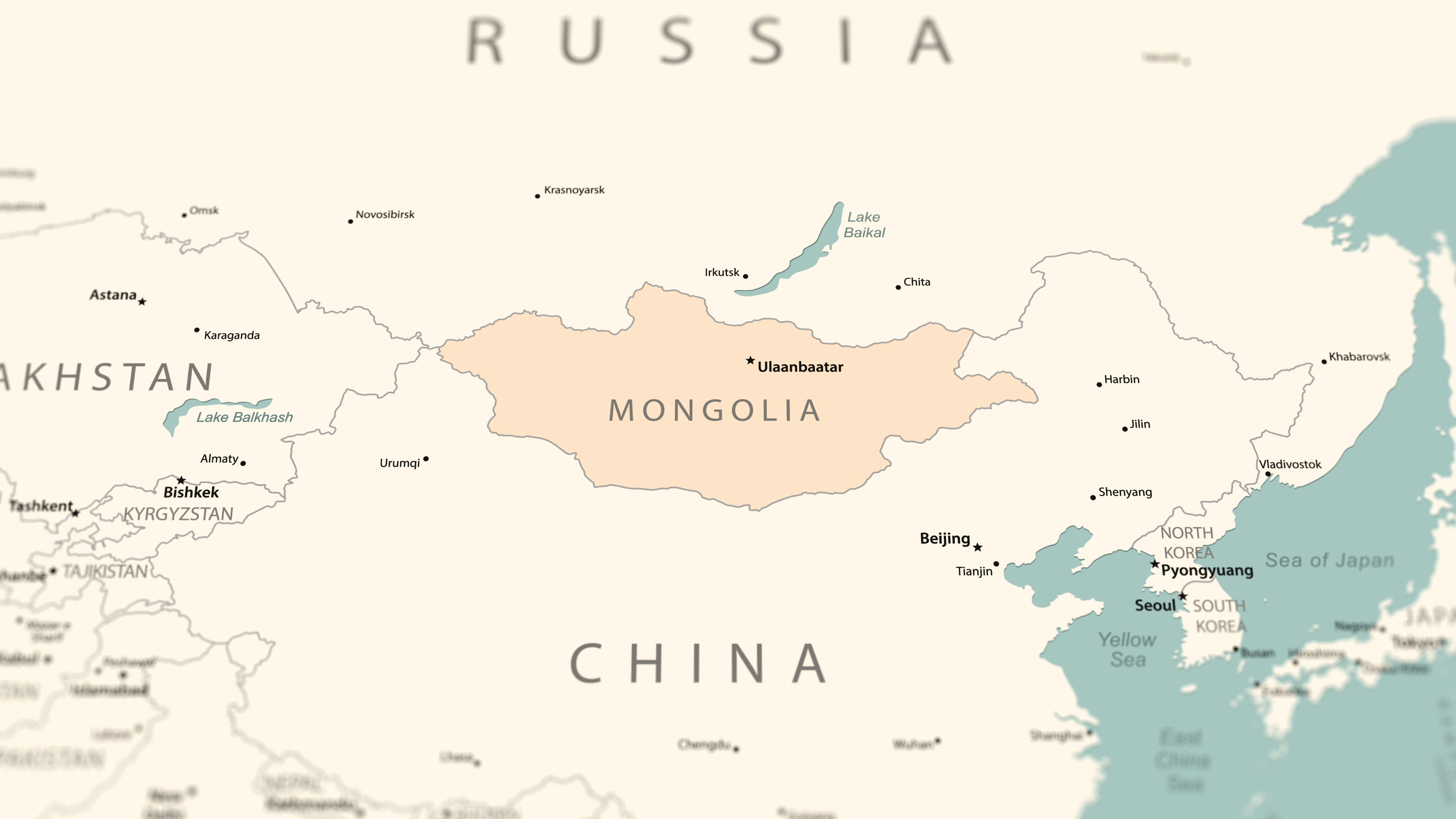 Mongolia trên bản đồ thế giới.