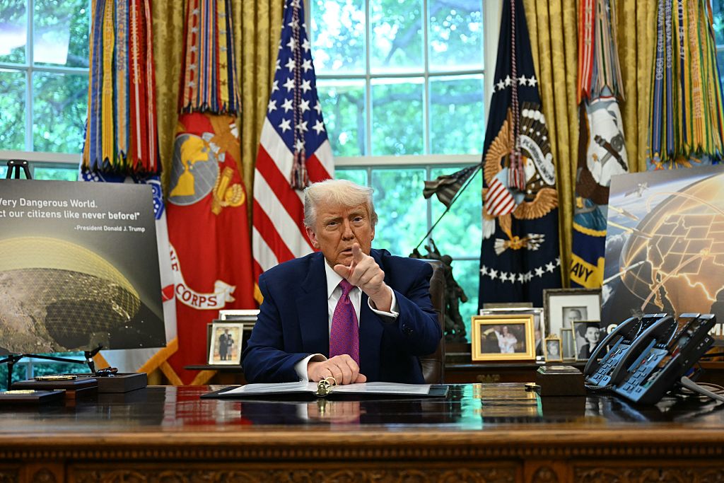 U.S. President Donald Trump speaks in the Oval Office of the White House in Washington, D.C. on May 20, 2025. 