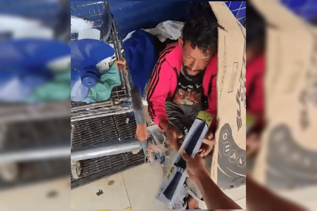 Jovem viraliza ao distribuir facas a moradores de rua e é investigado.Vejavídeo