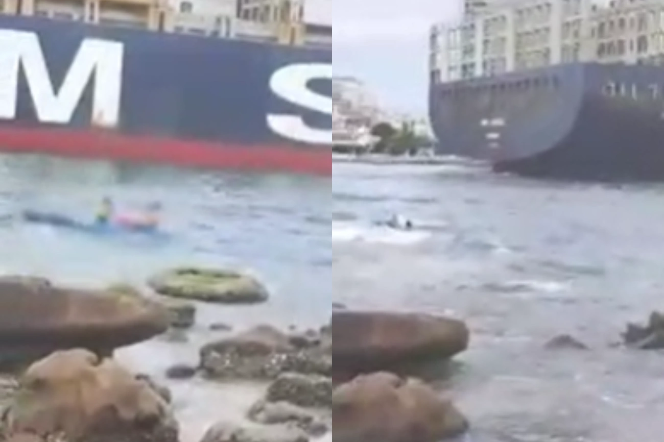Caiaque vira, dois caem no mar e são salvos por barco no litoral de SP.Vídeo