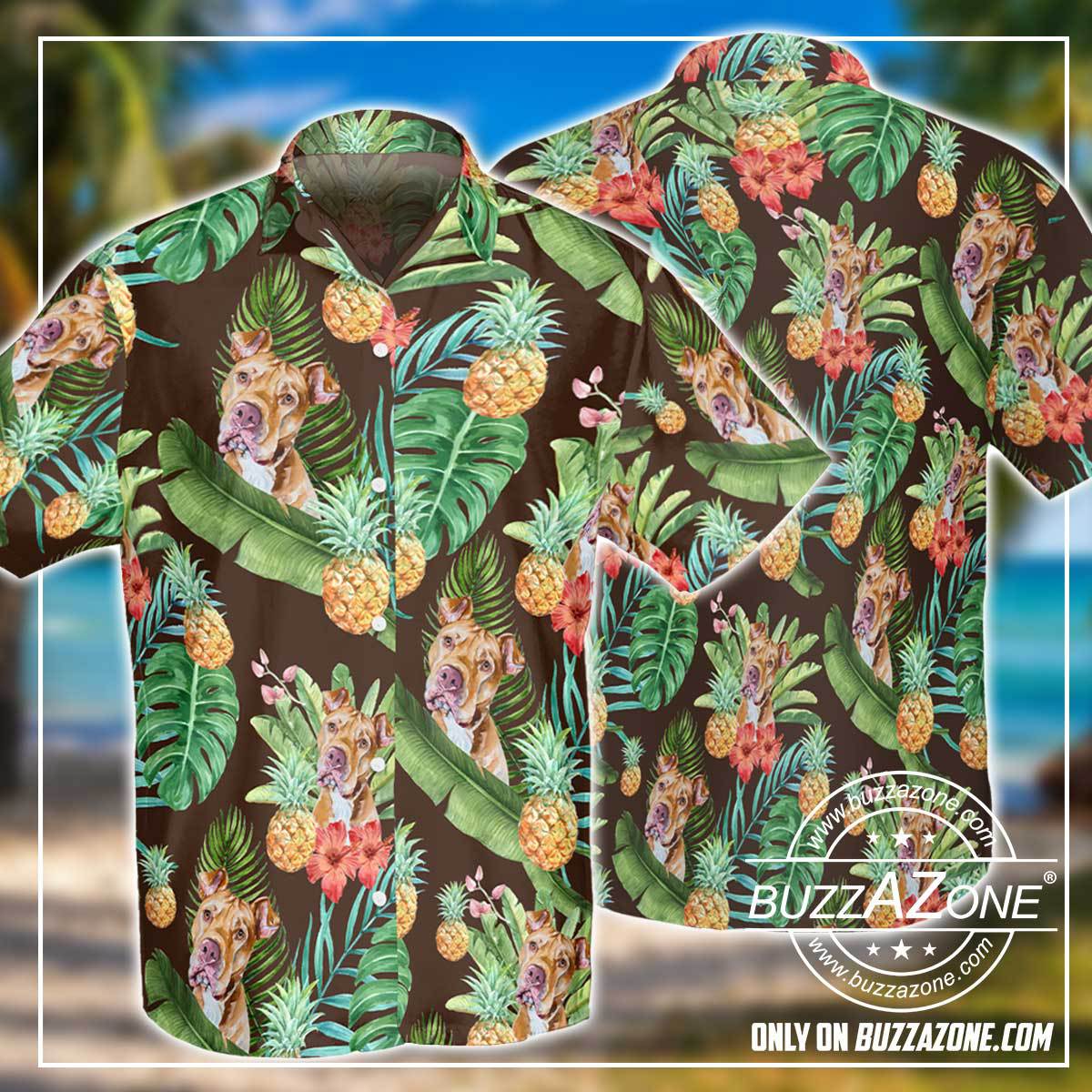 Download Pitbull Tropical Pattern Hawaii Shirt Bt Buzzazone