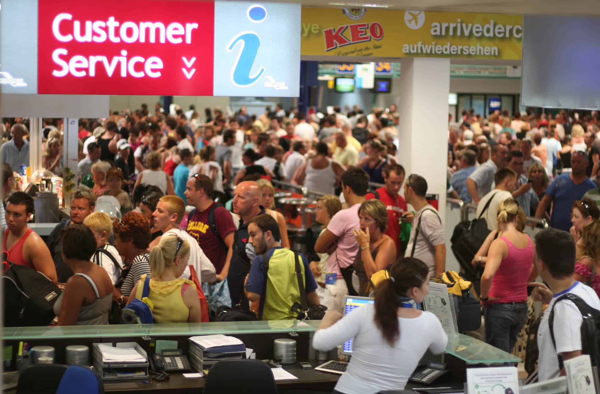 Airport delay: a crowded airport terminal busy with delayed travellers after an air traffic control problem in Cyprus. credit - 2008 Mark Hodson / Flikr / ccby 2.0 www.101holidays.co.uk