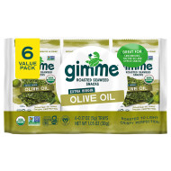 gimMe Seaweed Snacks, Organic, Roasted, Extra Virgin Olive Oil, Value Pack 6 - 0.17 oz (5 g) trays [1.05 oz (30 g)] 1 Ea
