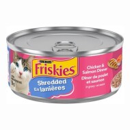 Shredded chicken and salmon dinner for cats, Friskies 156 g