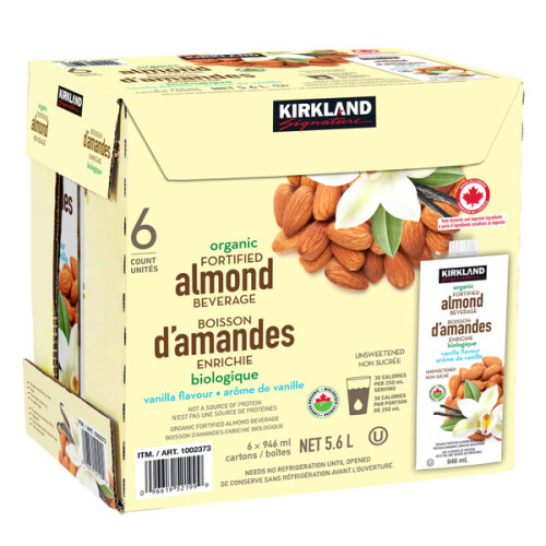 Kirkland Signature Organic Vanilla Almond Beverage, 6 x 946 ml Costco