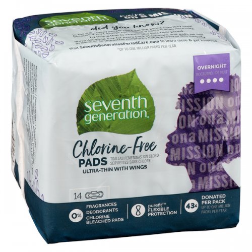 Seventh Generation Chlorine Free Ultra Thin Overnight Pads With Wings 14  Count - Organic Garage, Toronto/GTA Grocery Delivery