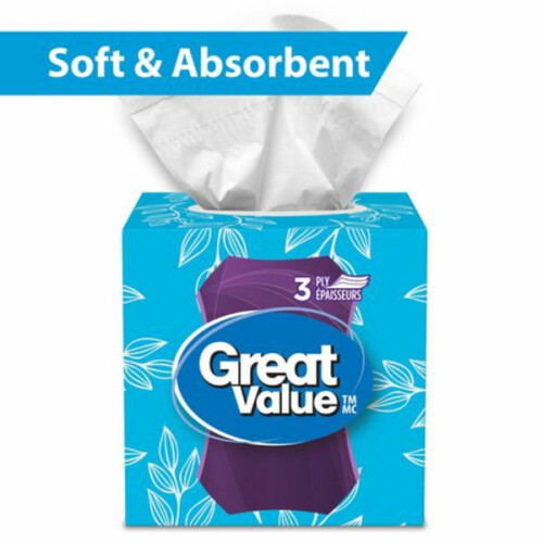 Great Value 3 Ply Soft & Absorbent Facial Tissue Papers 75 Count - Walmart,  Saskatoon Grocery Delivery