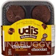 Udi's DOuble Chocolate Muffins Gluten Free (4PK) Frozen 340G