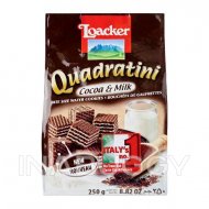 Loacker Quadratini Wafer Cookies Cocoa & Milk 250G