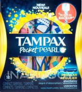 Tampax Pocket Pearl Unscented Tampons Regular 18EA