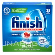 Finish All in 1 Dishwasher Tablets Powerball Super Charged (25EA)