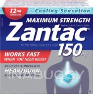 Zantac Maximum Strength Heartburn & Acid Indigestion Relief Cooling Sensation (48TABS) 150mg