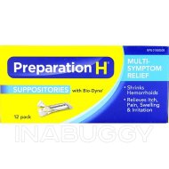 Preparation H Suppositories with Bio-Dyne Multi-Symptom Relief (12PK)