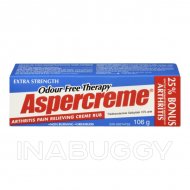 Aspercreme Arthritis Pain Relief Creme Rub Odour Free Extra Strength 106G