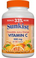 Sunkist Chewable Vitamin C 500 mg Juicy Orange (120TABS)