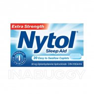 Nytol Sleep Aid Diphenhydramine Hydrochloride 50mg Extra Strength Easy to Swallow Caplets (20CAPS)