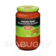 D'Amico Sauce Pasta Tomato Basil 580ML 