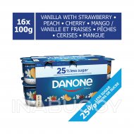Danone Creamy Yogurt Vanilla Mix With Strawberry Peach Cherry & Mango (16PK) 100G