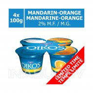 OIKOS Greek Yogurt Mandarin Orange Flavour 2% M.F. (4PK) 100G
