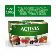 Activia Yogurt Raspberry Apple Blackberry Cherry & Strawberry Rhubarb Flavour (12PK) 100G Activia Yogurt Raspberry Apple Blackberry Cherry & Strawberry Rhubarb Flavour (12PK) 100G