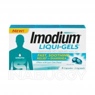 Imodium Diarrhea Relief, Liqui-Gels, 6 Count 