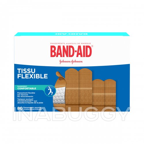 BAND-AID® Brand Flexible Fabric Bandages, Assorted Sizes, 80 Count