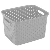 Sterilite 15" x 12.25" x 9.375" Tall Gray Plastic Weave Basket 1Ea