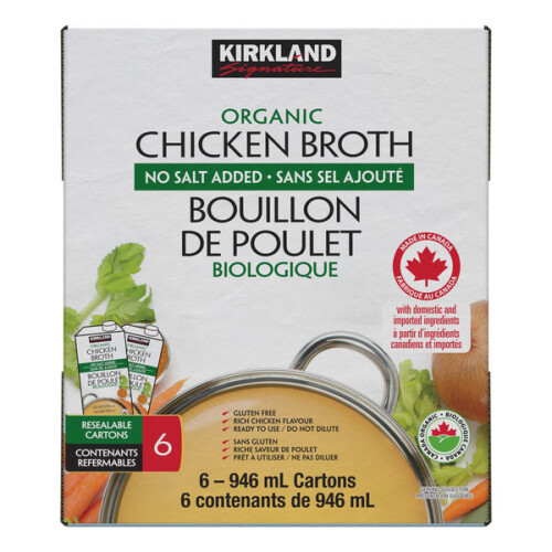 Kirkland Signature Organic Chicken Broth, 6 x 946 ml Costco, Сalgary