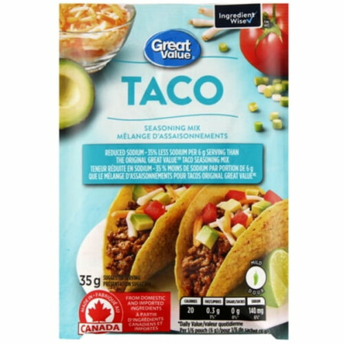 Great Value Low Sodium Mild Taco Seasoning Mix ~35 g - Walmart, Toronto/GTA  Grocery Delivery