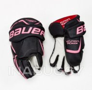 Bauer Vapor X:Edge Hockey Gloves, Black/Pink, Youth