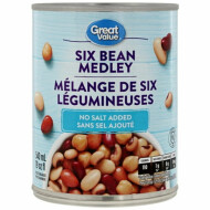 Great Value No Salt Added Six Bean Mix in Can 540 ml