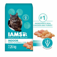 IAMS ProActive Health Adult Indoor Weight & Hairball Care Dry Cat Food ~7.26 kg