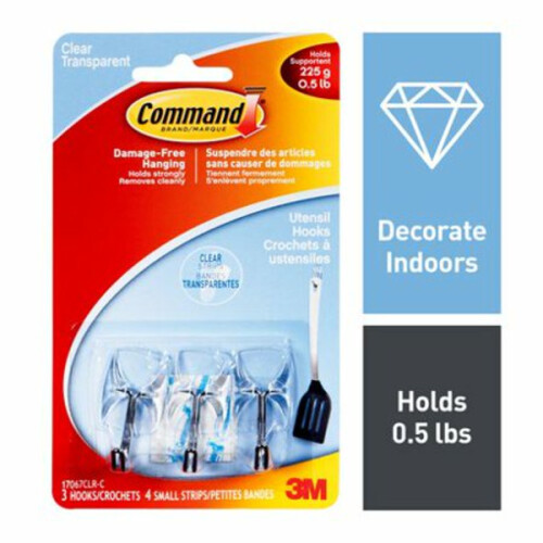 Command Small Clear Refill Strips for Command Clear Small Indoor Hooks, 16  Strips