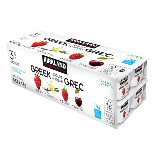 Kirkland Signature 3% Greek Yogurt Variety Pack, 24 x 100 g