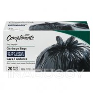 Compliments Extra Large Black Garbage Bags 20 EA
