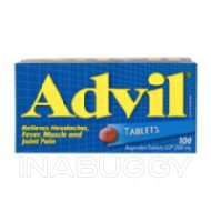 Advil Tablets Ibuprofen 200 mg Pain reliever Fever reducer (100TABS)