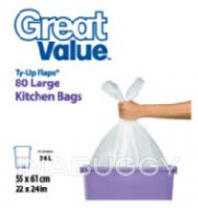 Great Value Ty-Up Flaps Large Kitchen Garbage Bags 80EA