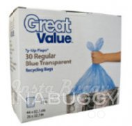 Great Value Ty-Up Flaps  Regular Blue Recycling Bags 30EA