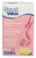 Great Value Low Calorie Pink Lemonade Drink Mix (10PK) 45G