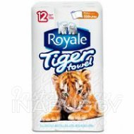 ROYALE 2-Ply Tiger Towel Full Sheets Paper Towel 12ROLLS