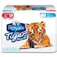 ROYALE 2-Ply Tiger Towel Handy Half Sheets Paper Towel Large 12ROLLS