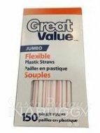 Great Value Jumbo Flexible Plastic Straws 150EA