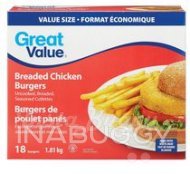 Great Value Breaded Chicken Burgers 18 burgers 181KG