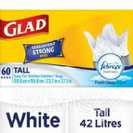 Glad Easy-Tie Kitchen Catchers Garbage Bags Tall with Febreze Freshness 60EA