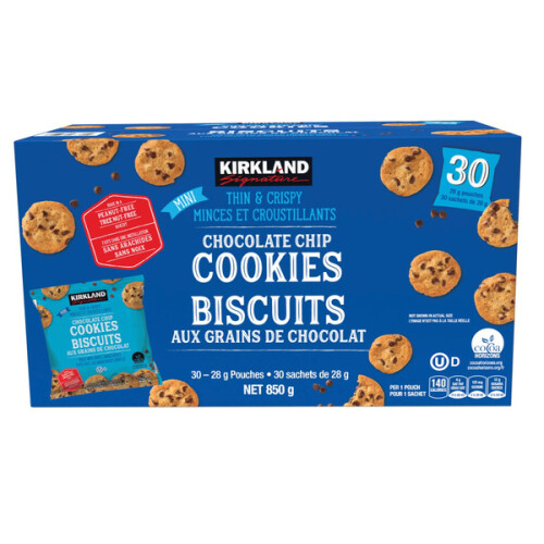 Kirkland Signature Thin & Crispy Mini Chocolate Chip Cookies, 30 x 28 g