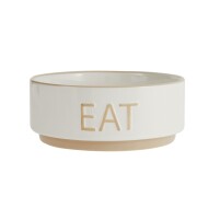 Top Paw® Tan & White "Eat" Embossed Ceramic Dog Bowl