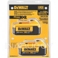 DEWALT XR 20V Max Li-Ion Batteries, 4.0Ah, 2-pk