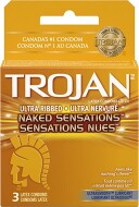Trojan Ultra Ribbed Naked Sensations Condoms 3 EA