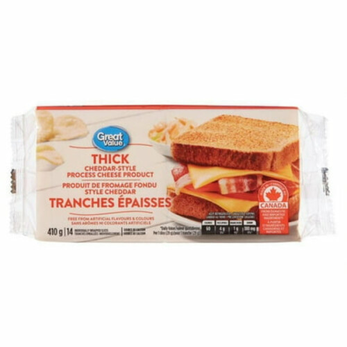 Great Value Thick Cheddar Style Process Cheese Slices 1Ea Walmart