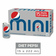 Pepsi Sleek Diet Cola, 15 x 222 ml